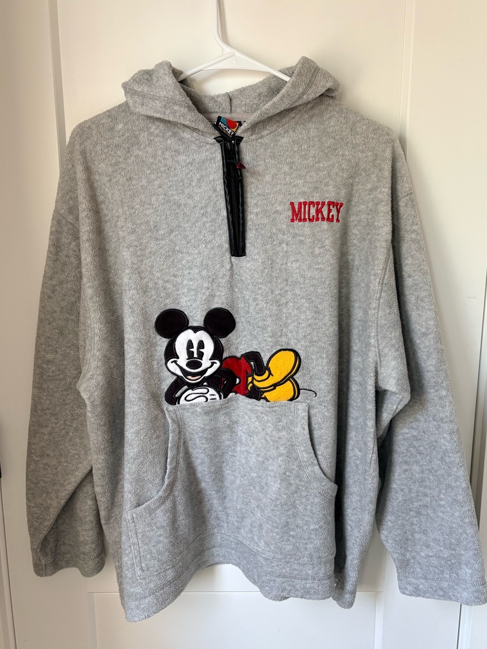 Disney Mickey Mouse Hooded Pullover Sweater Quarter Zip